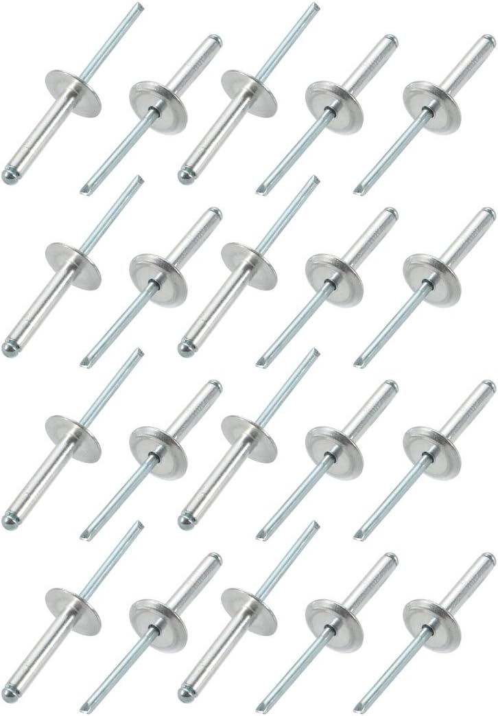 20 Pcs 5mm x 25mm Aluminum Open End Large Flange Blind Rivets