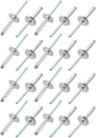 20 Pcs 5mm x 25mm Aluminum Open End Large Flange Blind Rivets