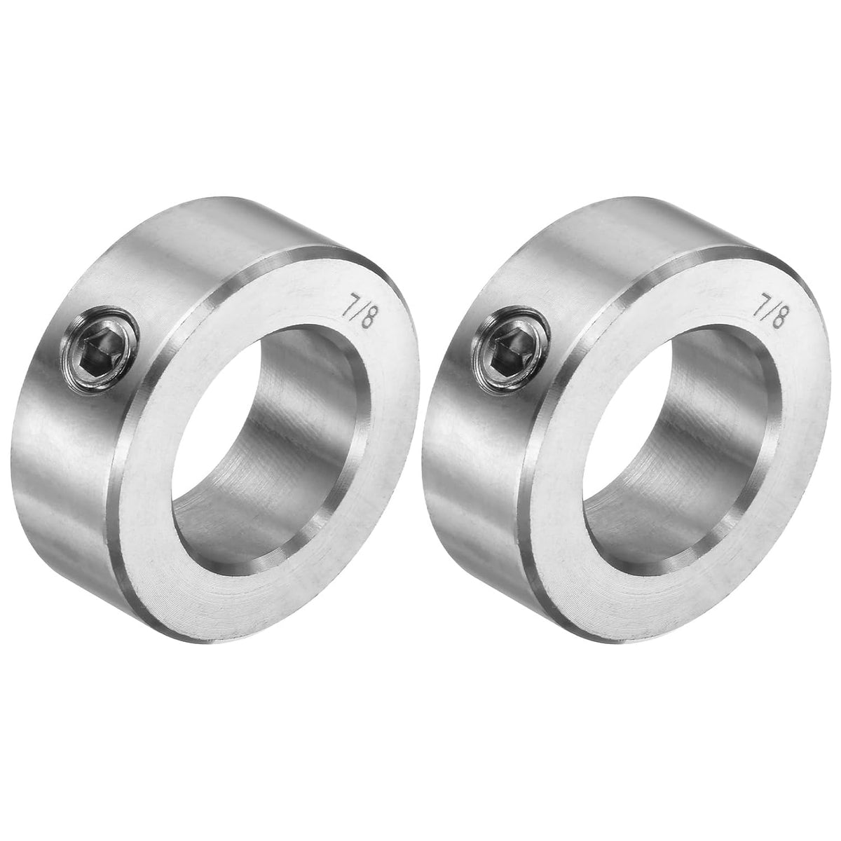 2pcs Set Screw Collars 7/8" Bore 304 Stainless Steel Shaft Collars, 1-1/2" OD, 9/16" Width Axle Collar Clamp for Linear Rod Shaft Guide