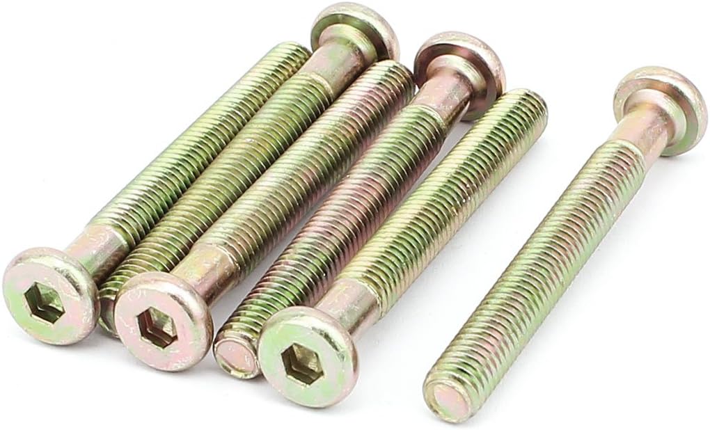 M8 x 65mm Threaded Hex Socket Head Cap Screw Bolt Bronze Tone 6 Pcs