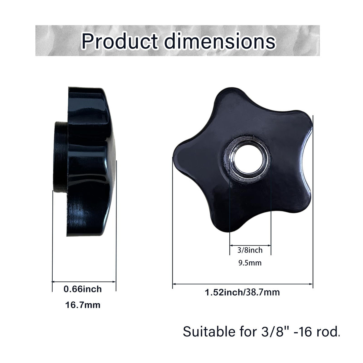 4 Pcs Gavetas Estreladas, Furo de Parafuso 3/8-16 para Aperto à Mão (3/8''-16)
