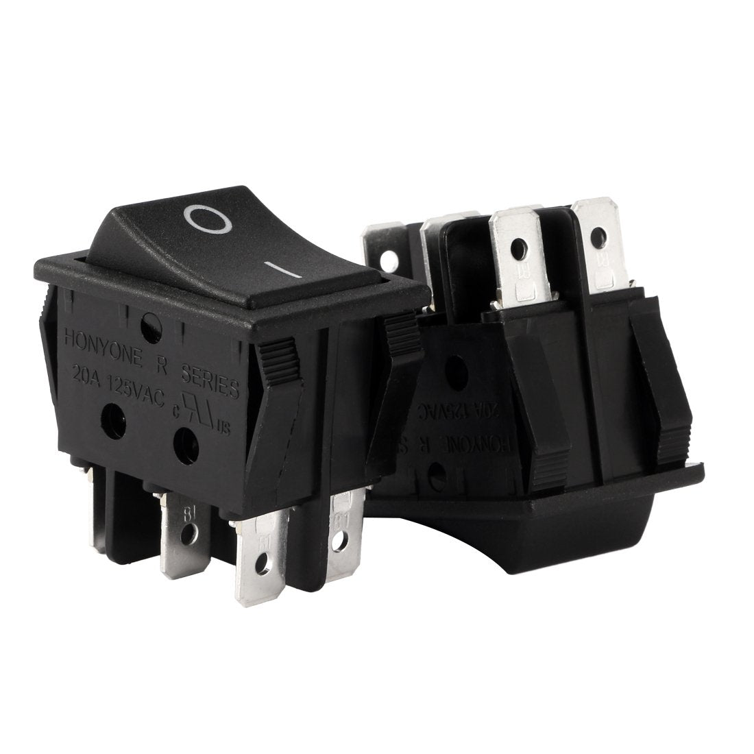 DPDT 6 Terminal 2 Position Boat Rocker Switch Black AC 20A/125V 22A/250V