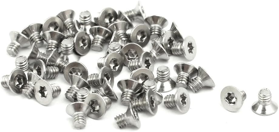 M2x3mm T6 304 Stainless Steel Flat Torx Head Screw 50pcs