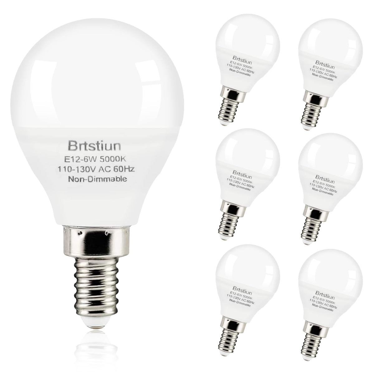 リンクメホア E12 カンドラブラ LED 天井ファン ライト バルブ、5000K 日光、6セット