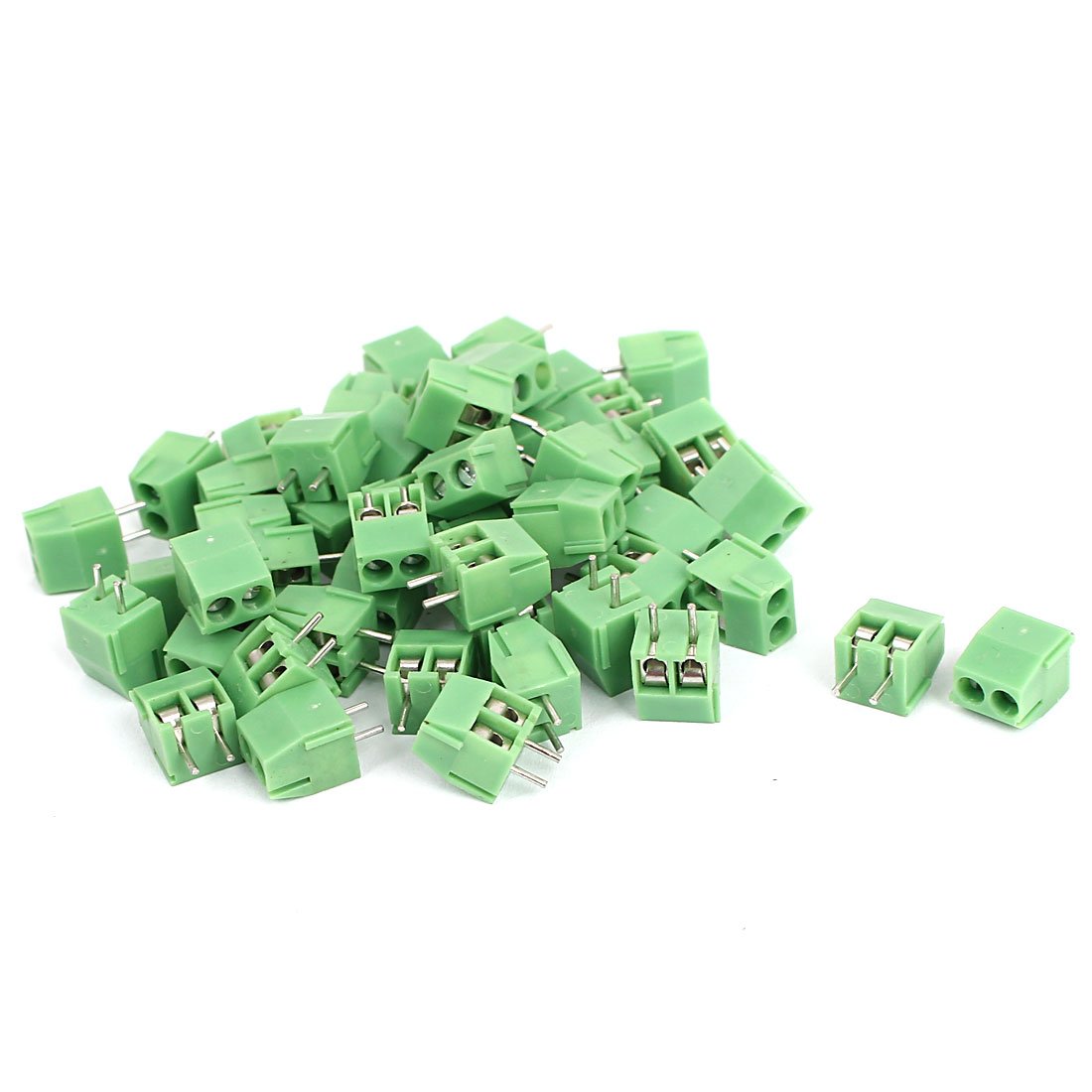 50 Pcs 2 Pin Screw Terminal Block 3.5mm Pitch Panel PCB Mount Green