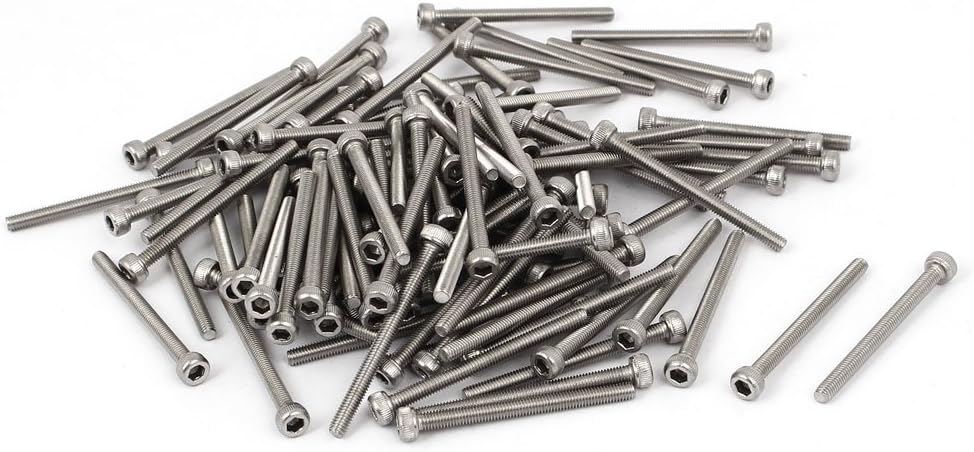 M3x35mm Thread 304 Stainless Steel Hex Socket Head Cap Screw Bolt DIN912 55pcs