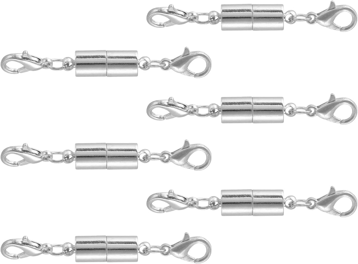 6Pcs Jewelry Clasps, Clasps Locking Closures with Lobster Clasps for Bracelet Necklace DIY Making Wedding Jewelry Accessories (Silver)