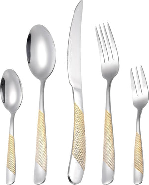 1 Set Paslanmaz Çelik Düz Çatal Takımı, Gümüş/Bronz Çatal Takımı, Ayna Çatal Takımı, Tavuk, Çatal, Kaşık İçerir Ev Mutfak Restoran