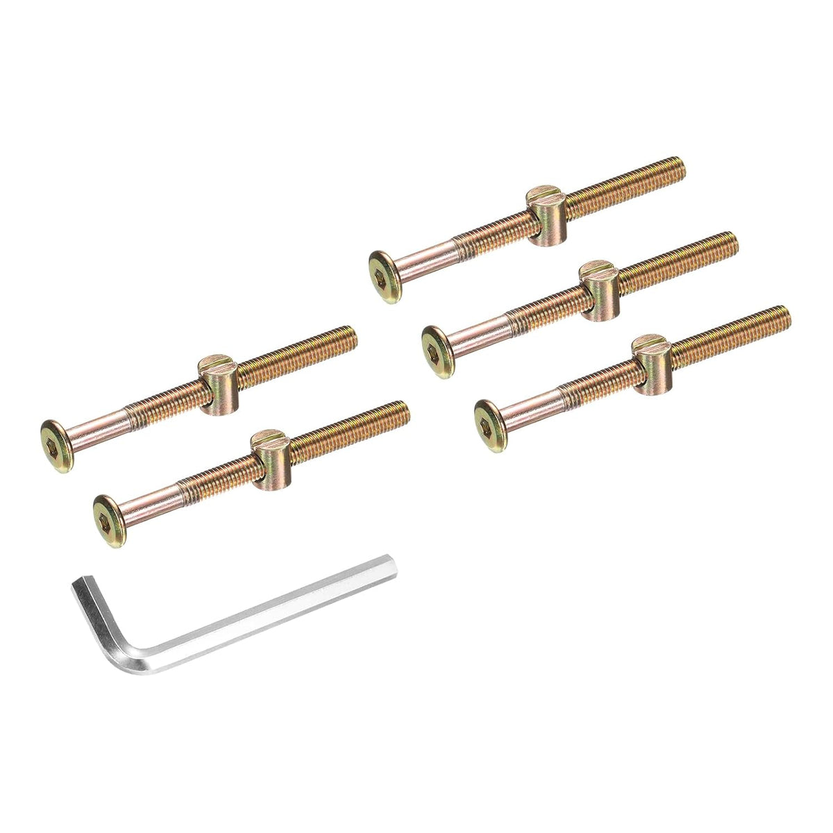 5Pcs Bed Frame Bolts, M8x80mm Hex Socket Head Cap Screws Bolts with Barrel Nuts Hardware Replacement Kit & M5 Hex Wrench for Furniture, Beds, Chair
