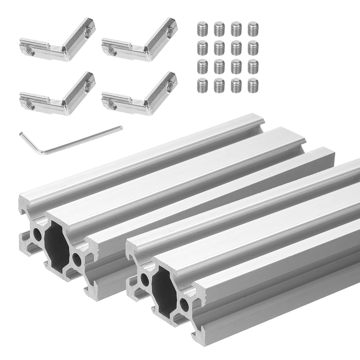 2 Pcs V Slot 2040 Aluminum Extrusion Profile European Standard 100mm x 40mm Linear Rail Extrusion Frame for 3D Printer, CNC, DIY (Silver Tone)