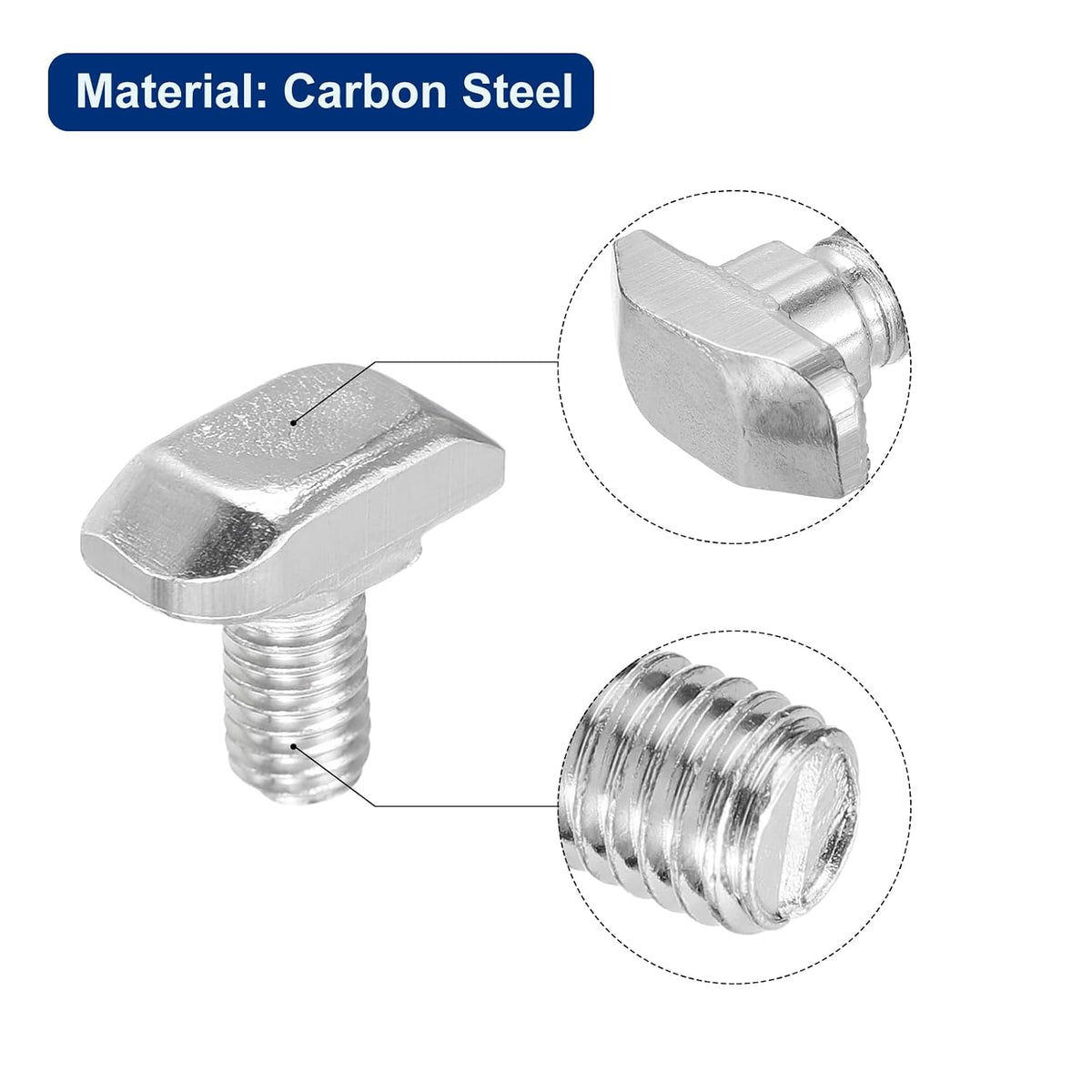 M8x20mm T-Schienen-Einbau-Bolzen, 30Stücke Kohlenstoffstahl Nickelpoliert Hammerkopf T-Bolzen T-Förmiger Schraubenstift Gleitbolzen für 30-Serie Aluminiumprofil