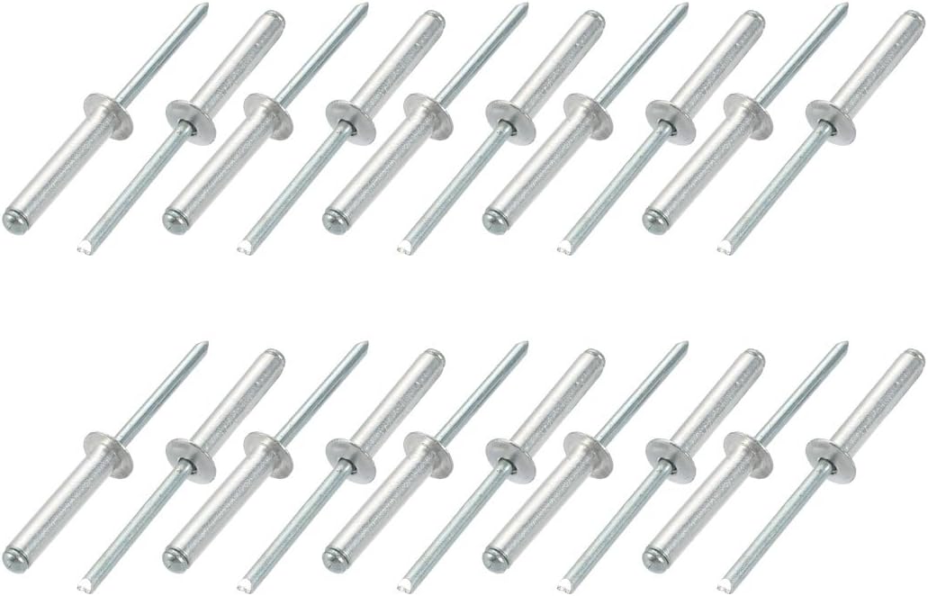 20 Pcs 5mm x 25mm Aluminum/Steel Open End Blind Rivets