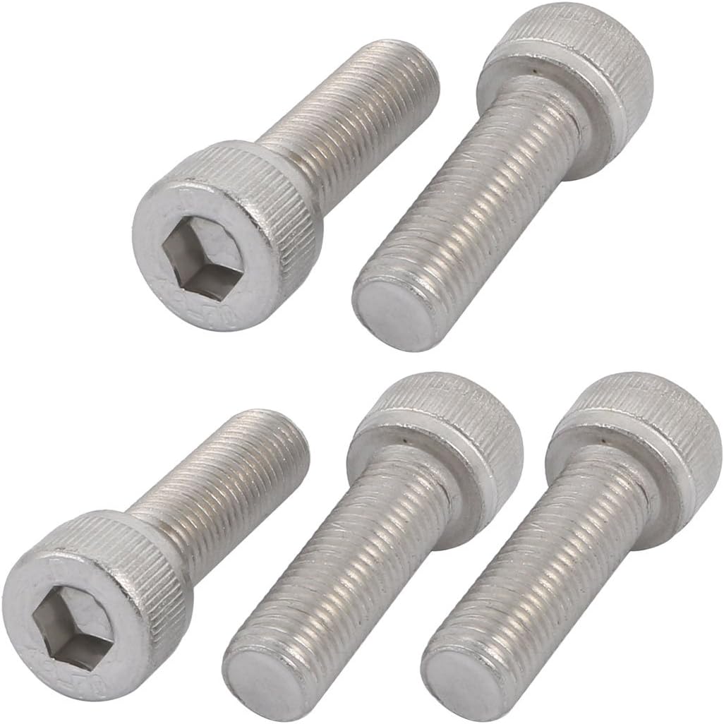 M8x25mm 1mm Pitch 304 Stainless Steel Hex Socket Head Cap Screws Bolts 5pcs