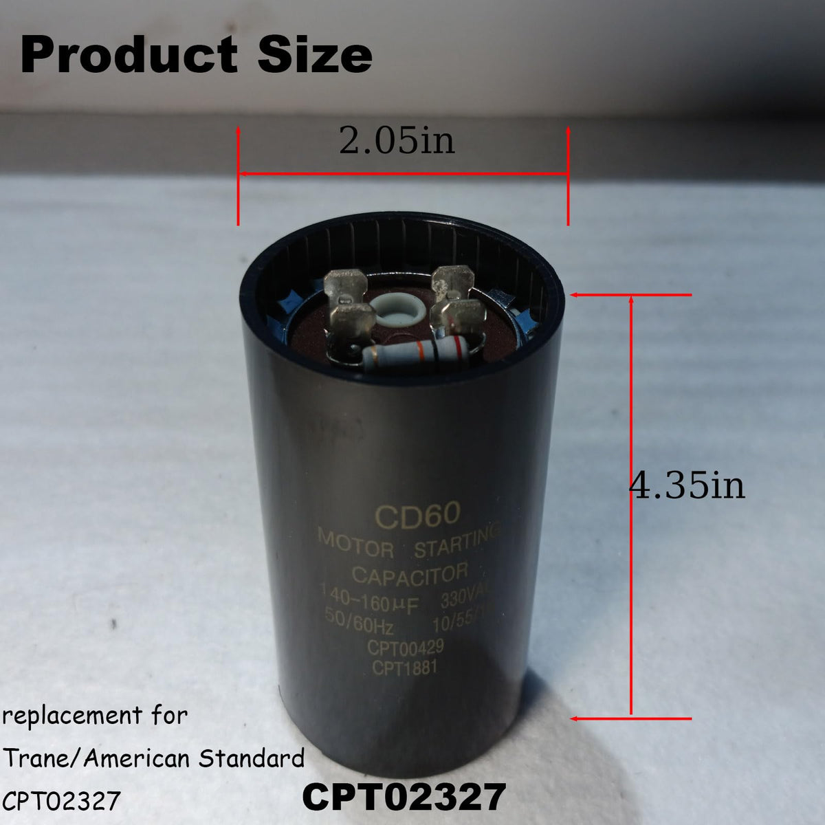 CPT02327 135-162 MFD 330 VAC 시작 전극 교체 Trane CPT-2327용