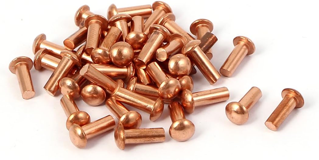 3mm x 8mm Round Shaft Copper Solid Rivets Fasteners Hardware Gold Tone 40 Pcs
