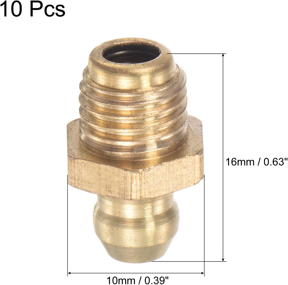 Brass rett fedning 1/4"-28 tråd 8mm bred hydraulisk fedning tilbehør, 10 stk