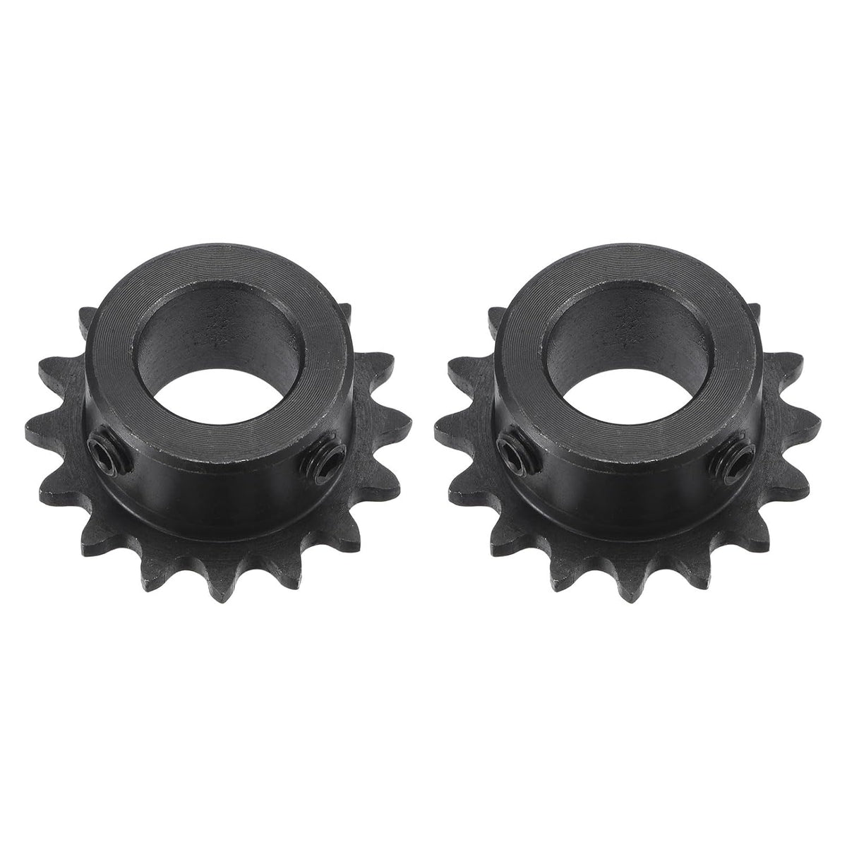 #25 Chain Roller Sprocket, 15mm Bore 1/4" Pitch 16 Tooth Single Strand Chain Sprocket, C45 Carbon Steel 25 Roller Chain Sprocket with Set Screws for ISO 04C Chain, 2Pcs