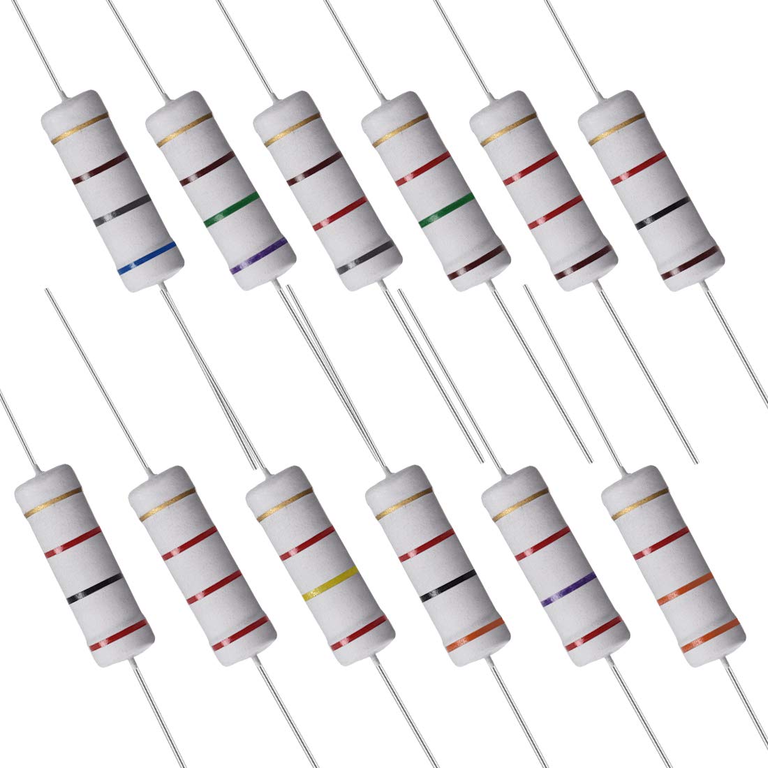 60 Pcs 5W Metal Oxide Film Resistor 680,750,820,1K,1.2K,1.5K,2K,2.2K,2.4K,2.7K,3K,3.3K Ohm +/-5%