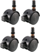 1.5 Inch Swivel Caster Wheels Grip Neck Stem Caster Black Furniture Wheel with Brake and Mounting Socket, 4pcs