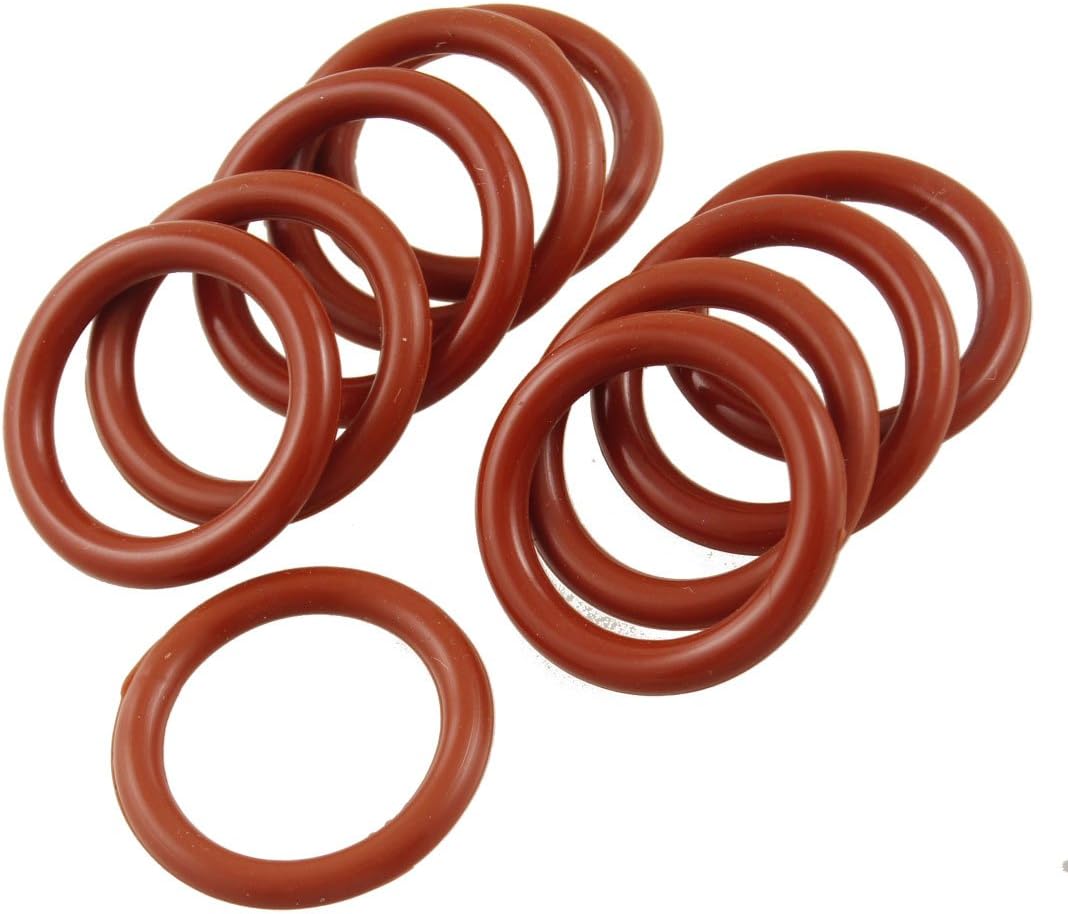 Silicone O-Ring, 22mm OD, 16mm ID, 3mm Width, VMQ Seal Rings Gasket, Red, Pack of 10