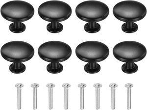 8Pcs Butoane pentru Măsuțe, 1.14" Butoane Rotunde Solide pentru Măsuțe Unghiulare din Aliaj de Aluminiu, Manere de Tragere cu Screws pentru Măsuțe de Bucatarie, Pat de Camera, Cămară, Negru