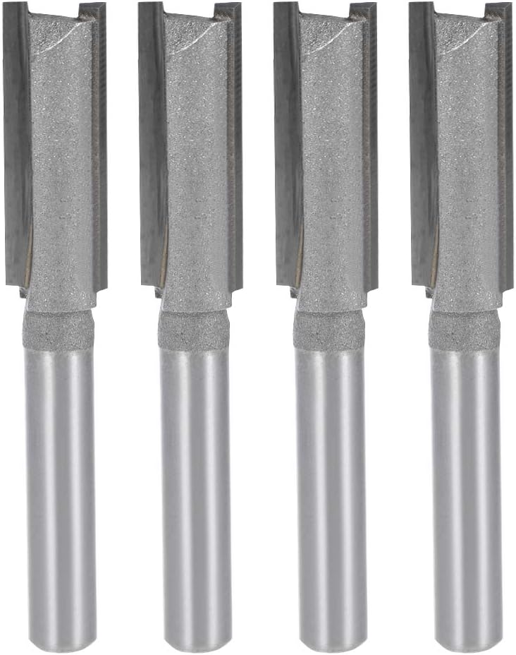Router Bit 1/4" Shank 3/8" Cutting Dia 2 Straight Flutes Carbide for Woodworking Carpentry Milling Cutter Tool 4pcs