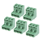 5Pcs AC300V 15A 5.08mm Pitch 3P Flat Angle Needle Seat Insert-in PCB Terminal Block Connector Green