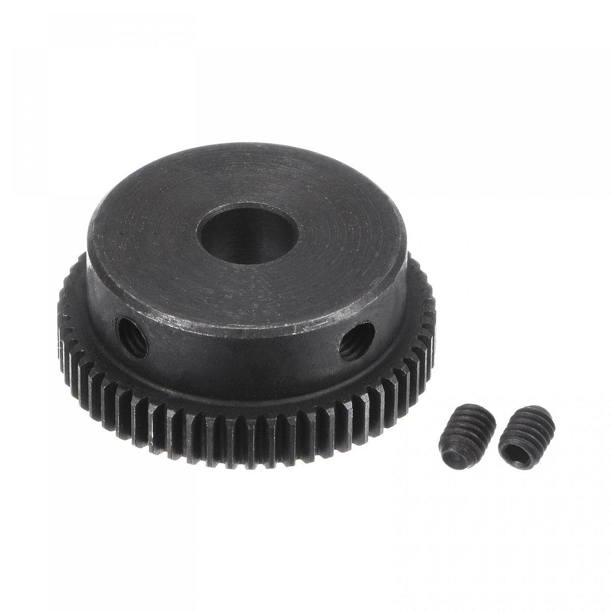 Pinion Gear Set, 45# Carbon Steel Motor Rack Spur Gear with Step Black, 0.5 Mod 58T 6mm Bore 30mm Outer Dia, M4 Set Screws Included