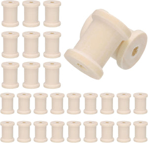100Pcs Wooden Spools, 0.8 x 1 Inches Natural Wood Empty Thread Spools Unfinished Wood Ribbon Spool for Craft Wire Weaving DIY Projects