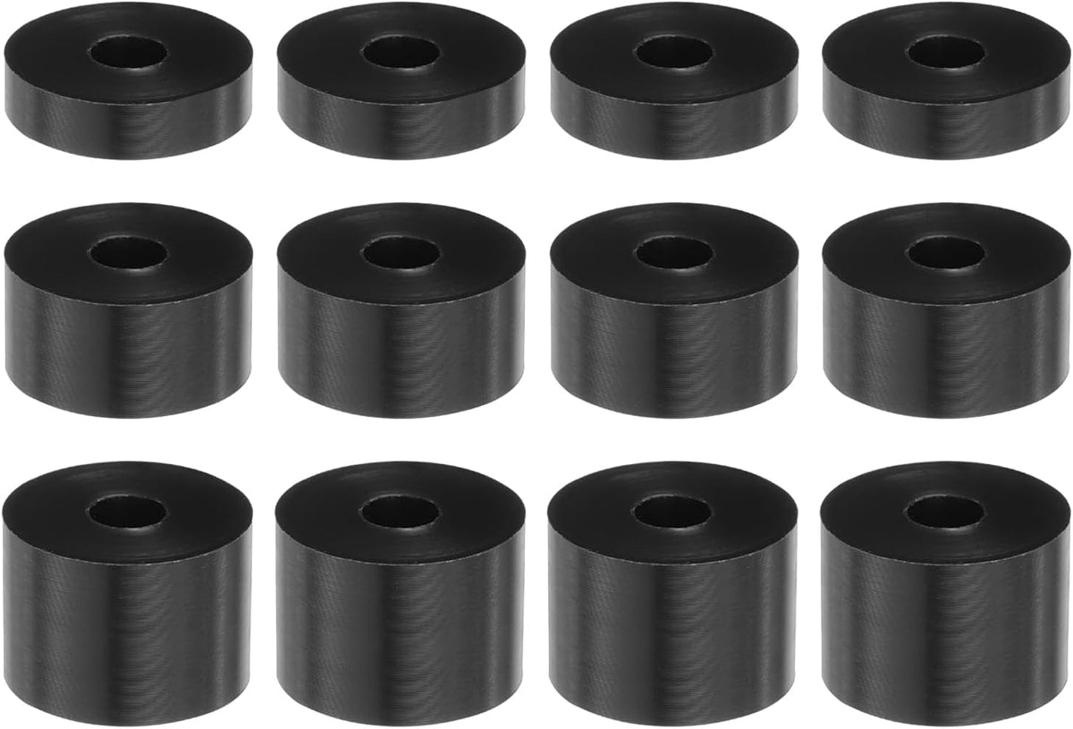 12pcs Rubber Spacers 6.2mm Bore x 20mm OD, 5mm/10mm/15mm Length, Black Round Anti Vibration Spacer Rubber Bushing Grommets for Home Car Accessories