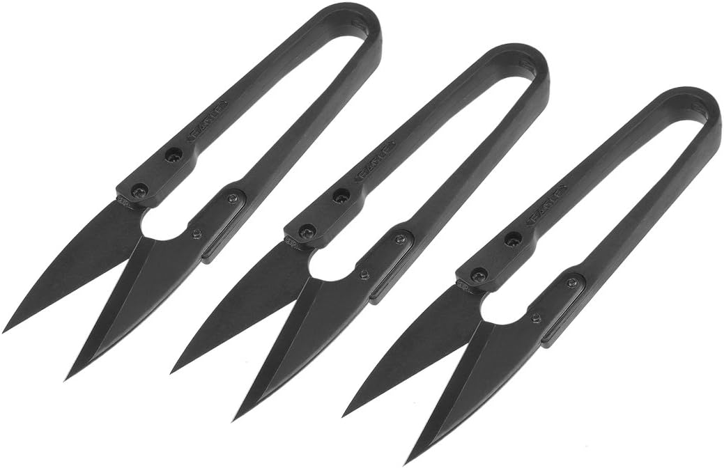 LinkMejor 3Pcs 4.1-inch Sewing Trimming Scissors Nipper Embroidery Thread Yarn Fishing Thread Beading Cutter Black