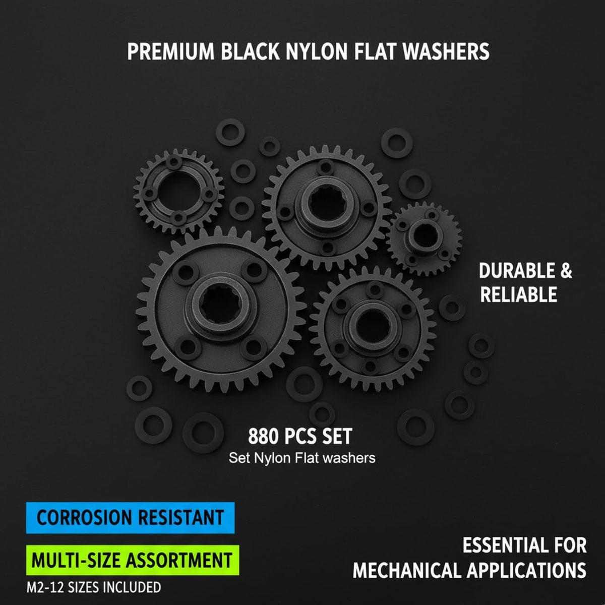 LinkMejor 880 Pcs Inel Pliscat din Nylon Set de Asortiment