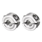 2pcs Double Split Clamp-On Shaft Collar for 1/4" Shaft, Two-Piece Clamping Collar, 11/16" OD, 5/16" Width, 304 Stainless Steel Axle Collar Clamp, Set Screw Style