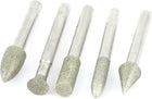 60mm Length 6mm Dia Shank Diamond Grinding Bit Mounted Point Set 5 Pcs