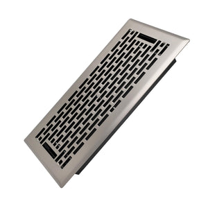 LinkMejor 4x10 Inches Heavy Duty Walkable Floor Register - Easy Adjust Air Supply Lever Decorative Floor Vent Covers - Boston Design Vent Covers for Home - Satin Nickel