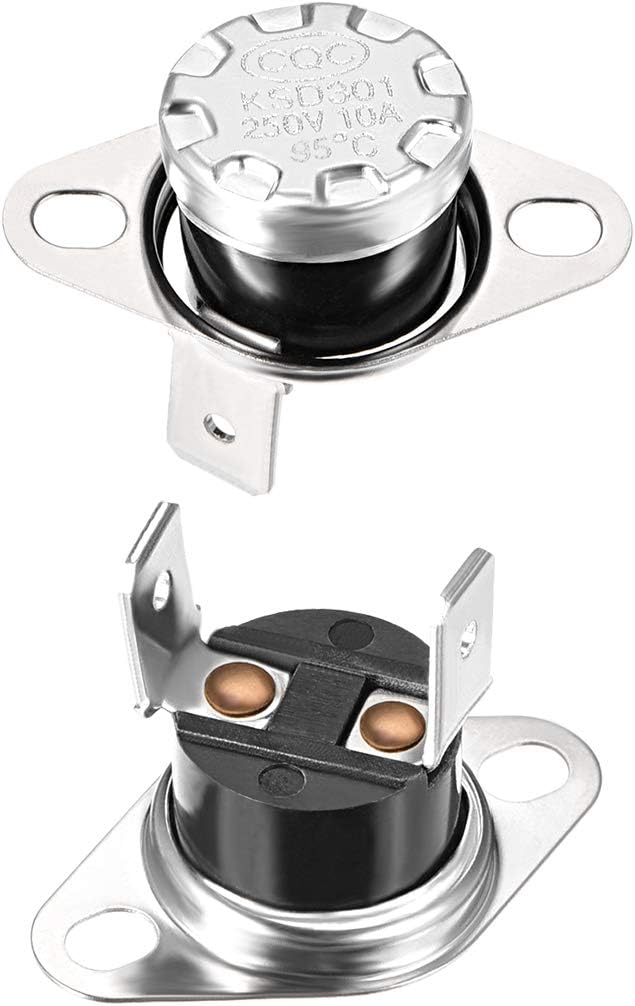 KSD301 Thermostat 95°C/203°F 10A Normally Open N.O Adjust Snap Disc Temperature Switch for Microwave Oven Coffee Maker 2pcs