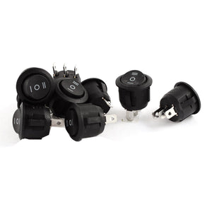a15052200ux0032 ON/Off/ON 3 Position SPST Round Boat Rocker Switch, AC 6 Amp/250V 10 Amp/125V, 9 Piece