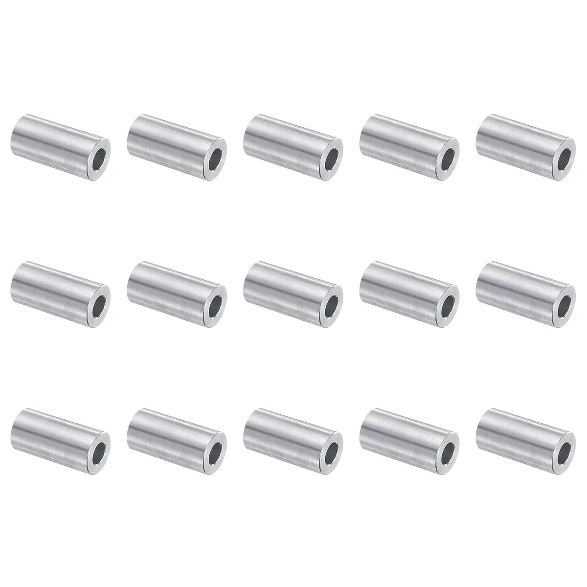 15pcs Aluminum Spacer 5mm Bore x 10mm OD x 20mm Length Screw Standoff Bushing Plain Finish Round Metal Spacer for M5 Screws Bolts and Rods