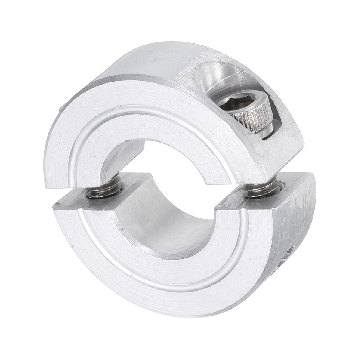 Double Split Clamp-On Shaft Collar for 1/2" Shaft, Two-Piece Clamping Collar, 1-1/8" OD, 13/32" Thickness, Aluminum Alloy Set Screw Split Collar Clamp