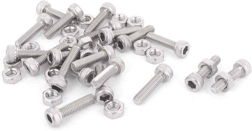M3x12mm Hex Socket Head Knurled Cap Screws Bolts Nuts Set 20Pcs