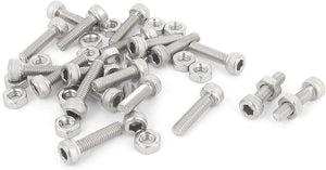 M3x12mm Hex Socket Head Knurled Cap Screws Bolts Nuts Set 20Pcs