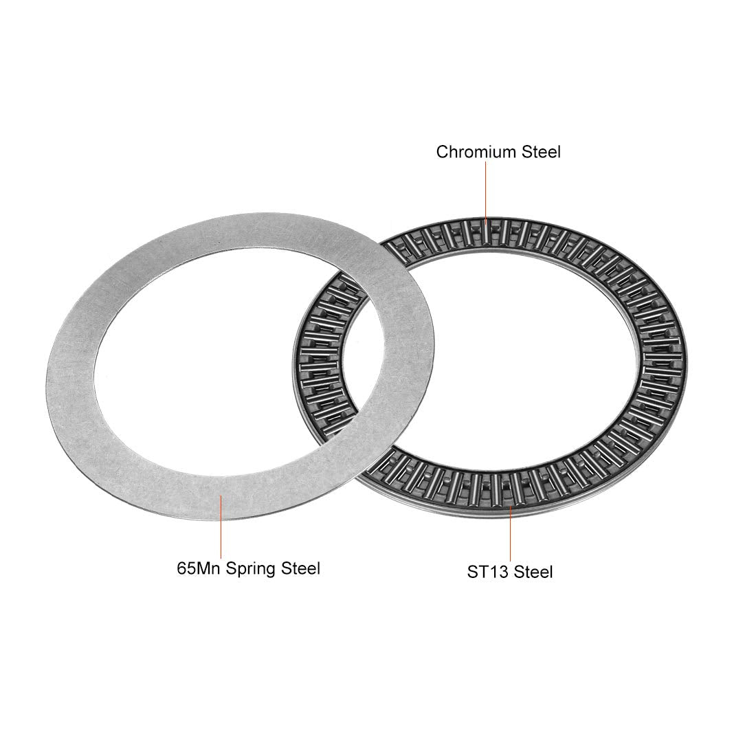 AXK75100 Nåleleddfjæring med 2 skiver, 75mm indre diameter, 100mm OD 4mm bredde kromstål