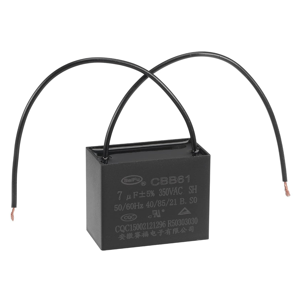Ceiling Fan Capacitor CBB61 7uF 350V AC 2 Wires Metallized Polypropylene Film Capacitor 48x38x26mm for Electric Fan Pump Motor Generator