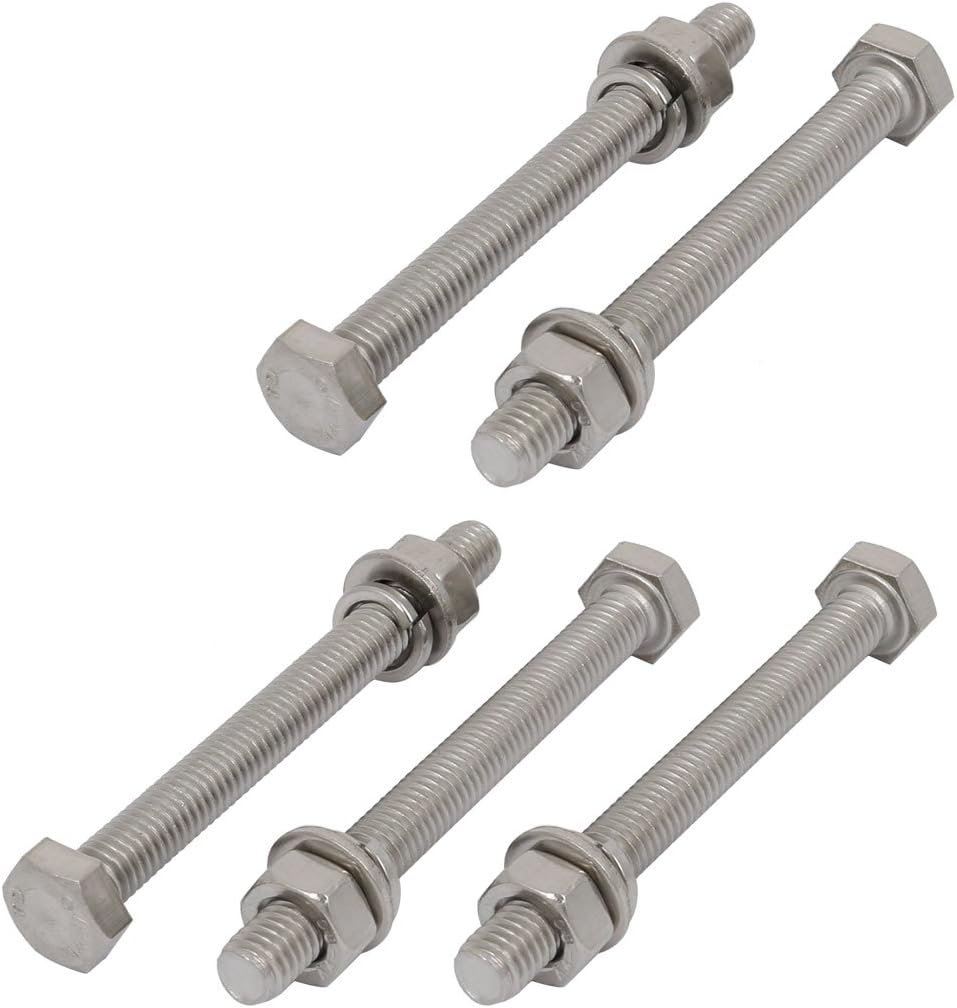 5 Set M6x60mm 316 Stainless Steel Hex Bolts w Nuts and Washers Assortment Kit