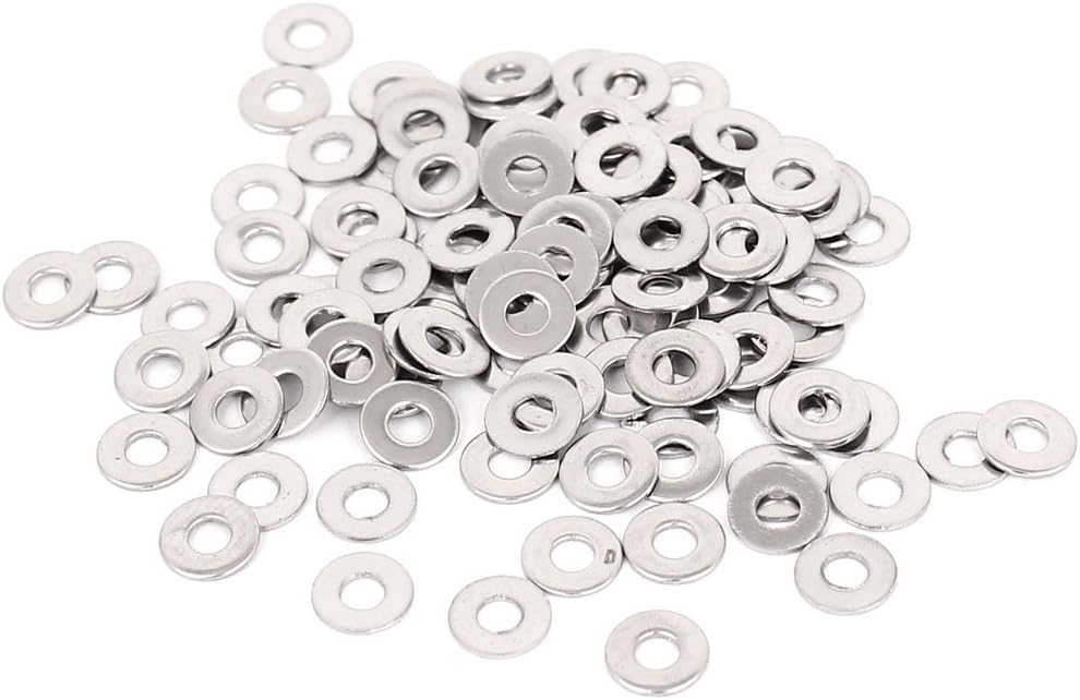 M2.5x6mmx0.5mm Stainless Steel Round Flat Washer for Bolt Screw 100Pcs