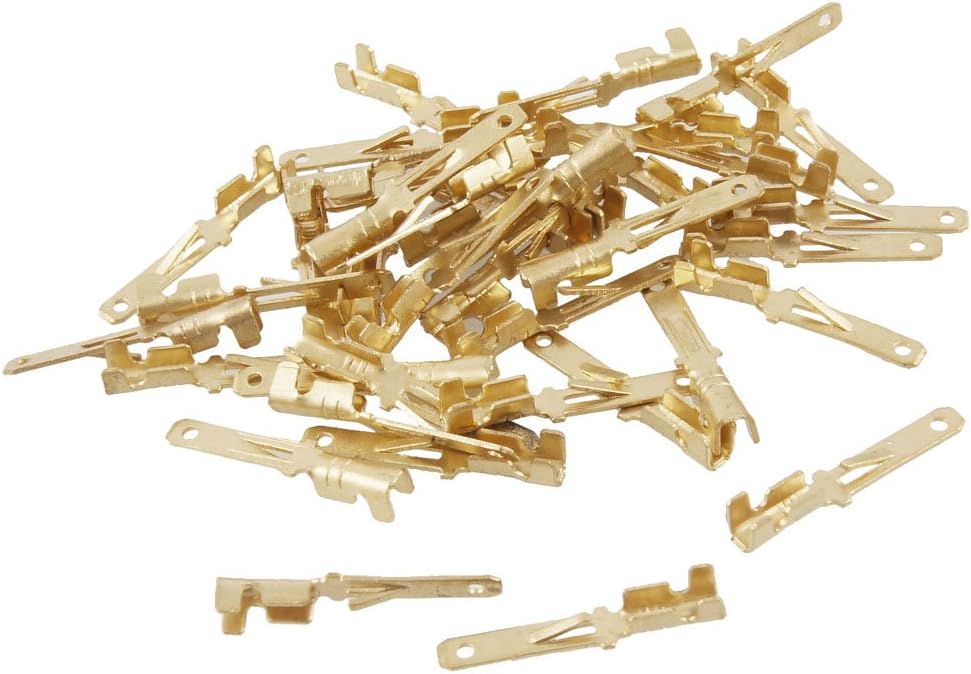 2.8mm Wiring Connectors Male Spade Crimp Terminals 40pcs Gold Tone