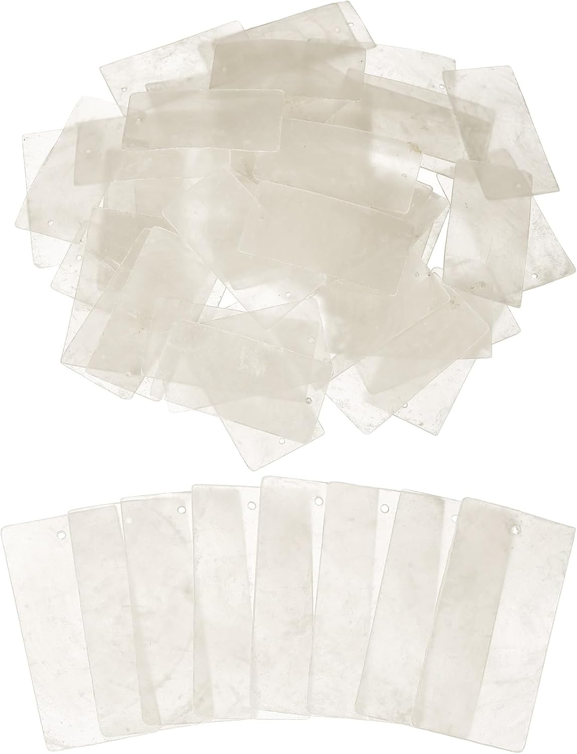 50 Pcs Capiz Shells, 30 mm x 60 mm Natural White Square Mica Sheets Single Hole for DIY Craft Making Wind Chimes Home Decoration Wedding Decorations