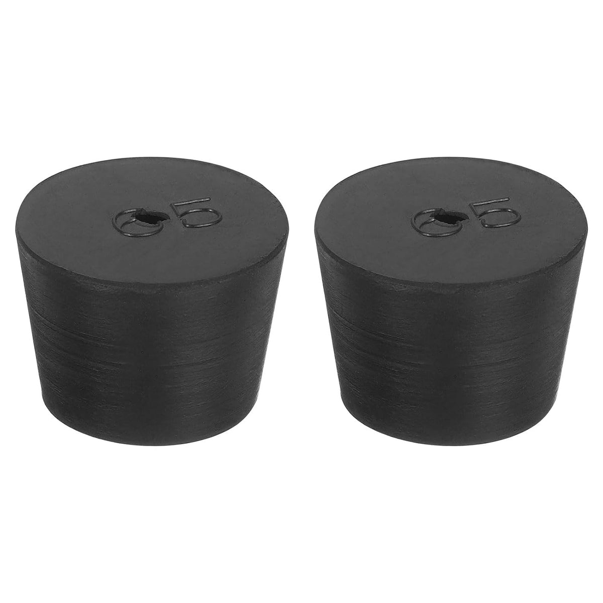 2 Pcs 1-Hole Rubber Stopper, Tapered Lab Seal Tube Stopper Plug for Test Tube Flasks Glass Containers Industry and Laboratories, 33x27x25mm Black