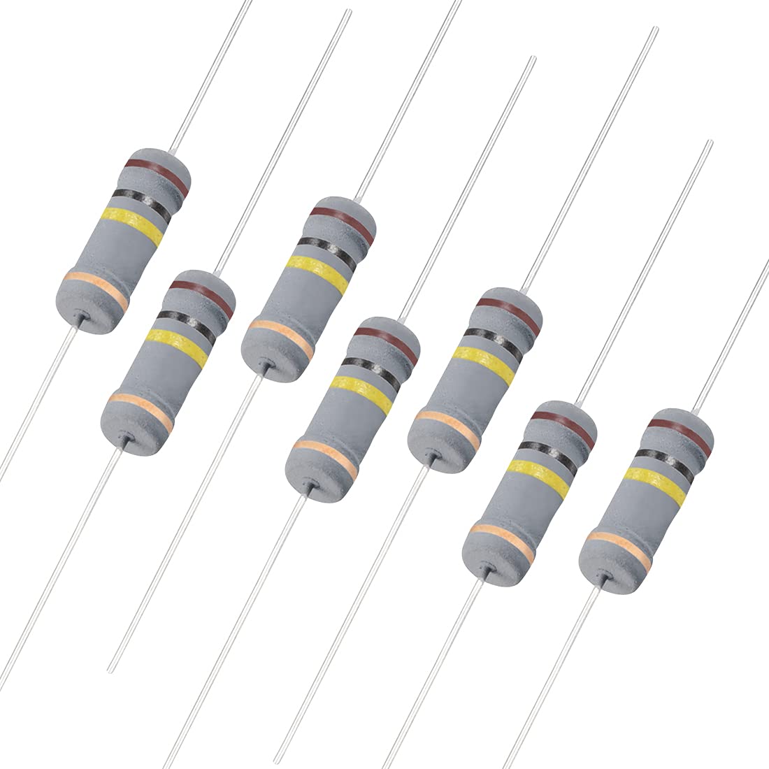 50Pcs 100K Ohm Resistor, 2W 5% Tolerance Carbon Film Resistors, 4 Bands for DIY Electronic Projects and Experiments