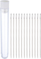1 Set Large Eye Needle, 2.36 Inch Handmade Yarn Knitting Needles High Carbon Iron Sewing Embroidery Needles with Storage for Hand Sewing Art Crafts, Silver, Transparent